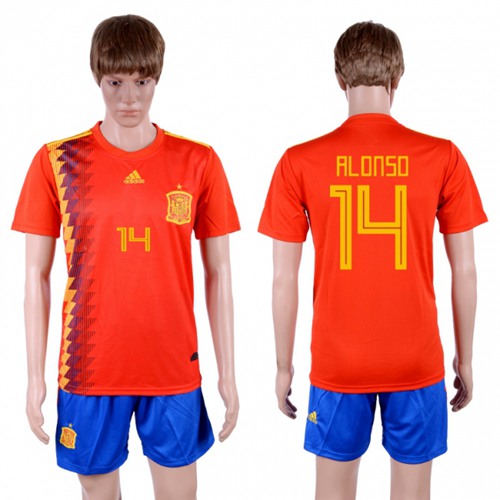 Spain #14 Alonso Home Soccer Country Jersey